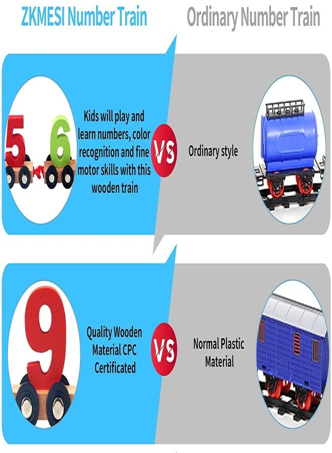 AUTHFORT Wooden Number Train Set Digital Cars Toys Learning Counting Numbers 0-9 STEM Preschool Gift for Toddlers Boys Girls - Image 5